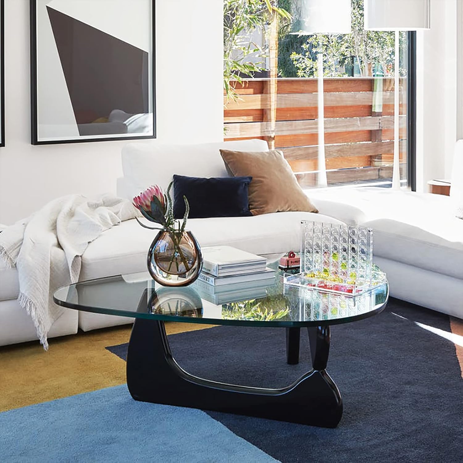 Amazon.com : Triangle Coffee Table Glass Top,Mid-Century Modern